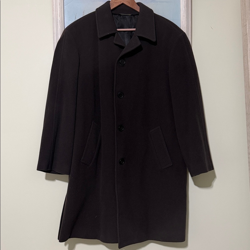 Mario Valente Italy Wool Cashmere Brown Men's Trench Coat Size: 36